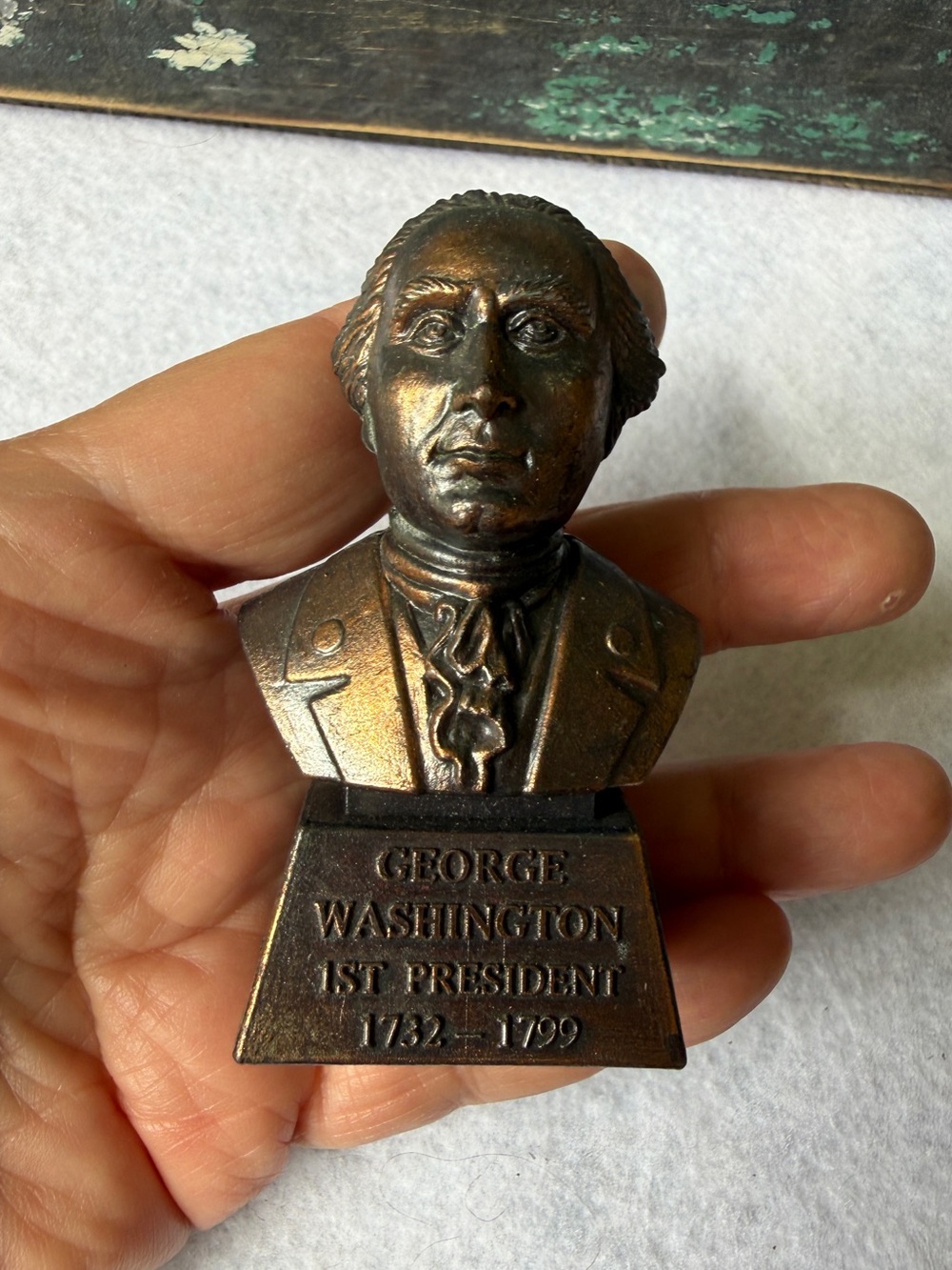 George Washington Bust Pencil Sharpener Vintage Metal J S N Y Made In Hong Kong